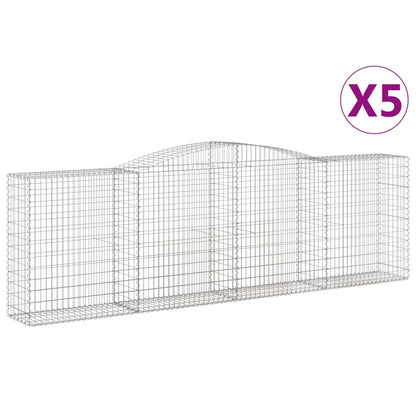 Gabionen Mit Hochbogen 5 Stk. 400X50X120/140Cm Verzinktes Eisen