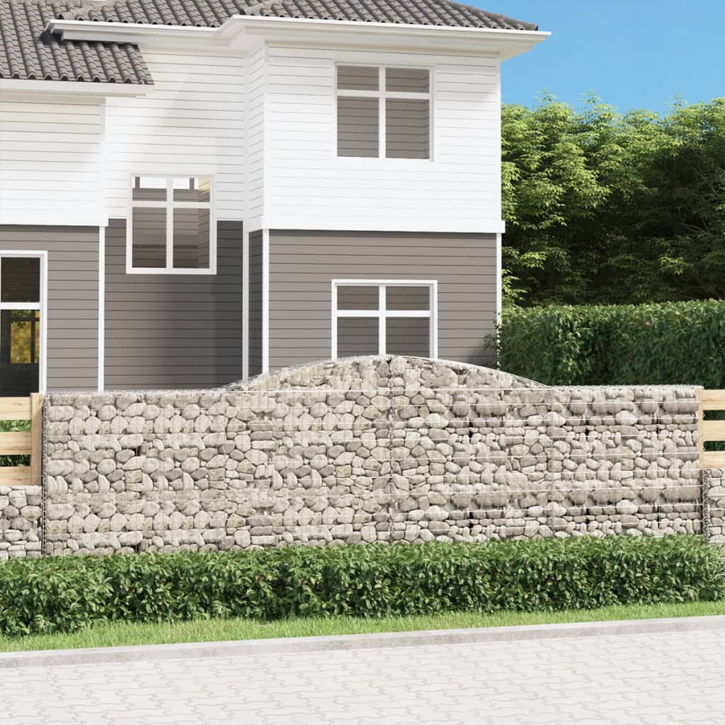 Gabionen Mit Hochbogen 5 Stk. 400X50X120/140Cm Verzinktes Eisen