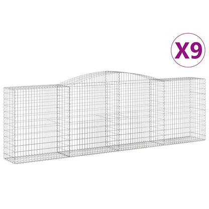 Gabionen Mit Hochbogen 9 Stk. 400X50X120/140Cm Verzinktes Eisen