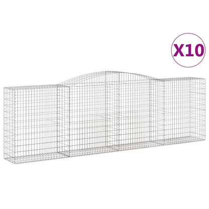Gabionen Mit Hochbogen 10 Stk 400X50X120/140Cm Verzinktes Eisen