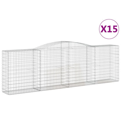 Gabionen Mit Hochbogen 15 Stk 400X50X120/140Cm Verzinktes Eisen