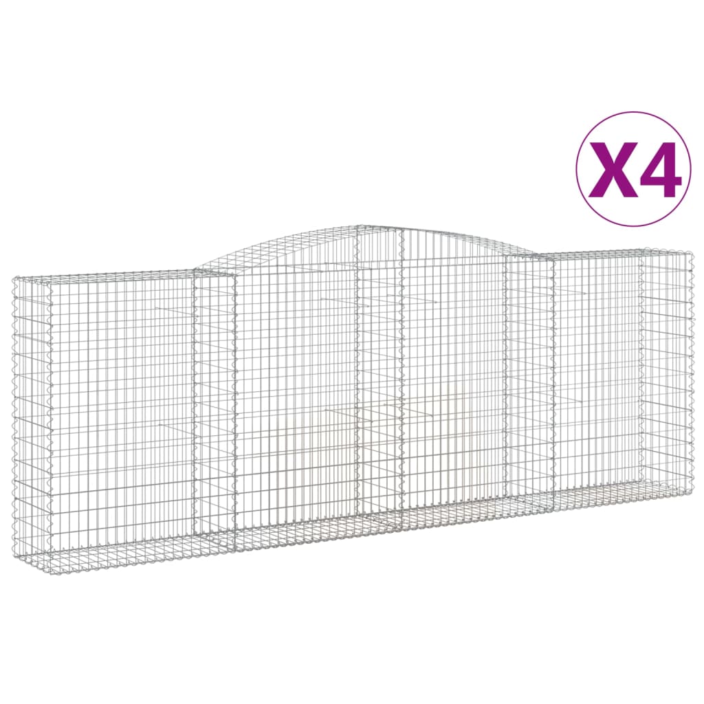 Gabionen Mit Hochbogen 4 Stk. 400X50X140/160Cm Verzinktes Eisen