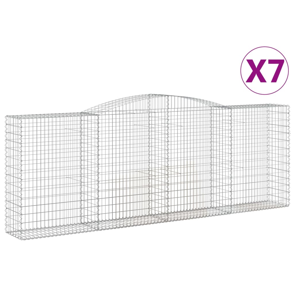 Gabionen Mit Hochbogen 7 Stk. 400X50X140/160Cm Verzinktes Eisen