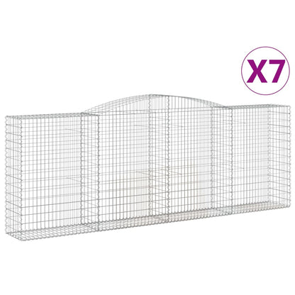 Gabionen Mit Hochbogen 7 Stk. 400X50X140/160Cm Verzinktes Eisen