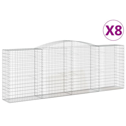 Gabionen Mit Hochbogen 8 Stk. 400X50X140/160Cm Verzinktes Eisen