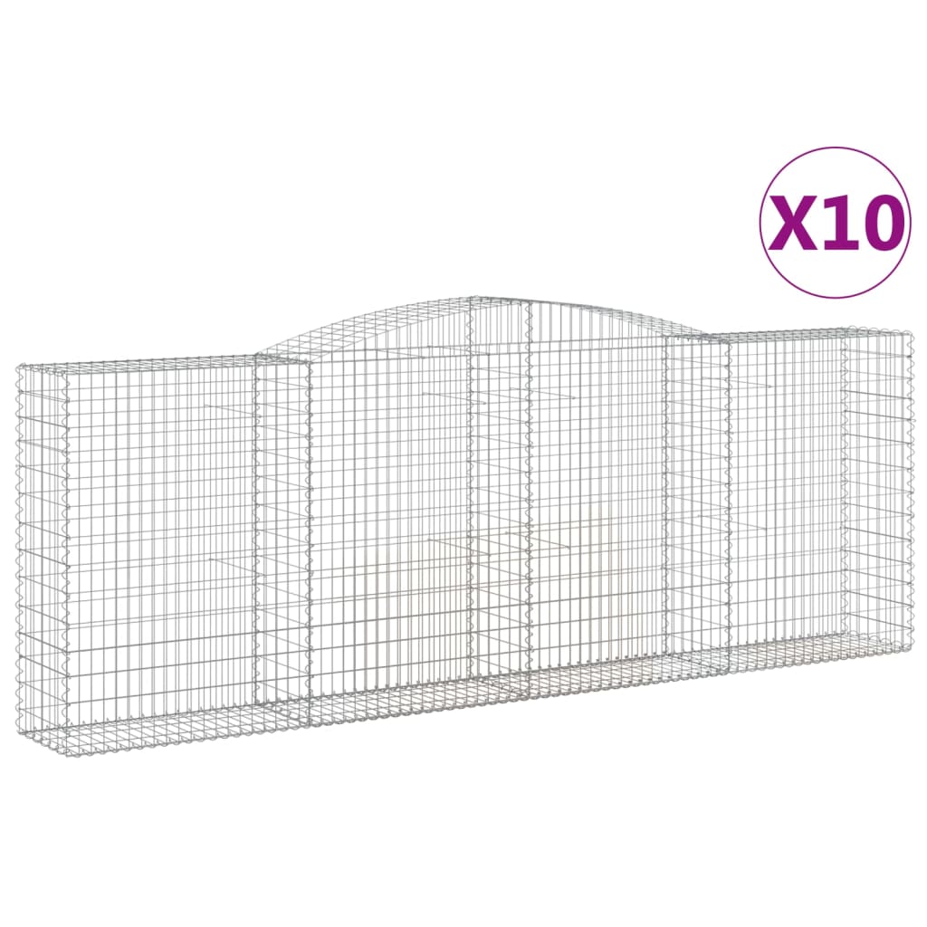 Gabionen Mit Hochbogen 10 Stk 400X50X140/160Cm Verzinktes Eisen