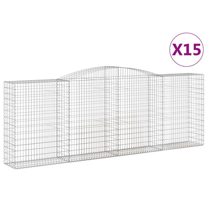 Gabionen Mit Hochbogen 15 Stk 400X50X140/160Cm Verzinktes Eisen