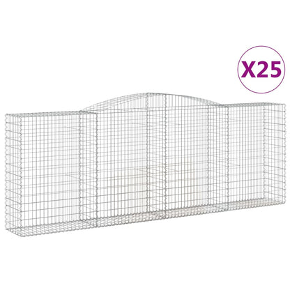 Gabionen Mit Hochbogen 25 Stk 400X50X140/160Cm Verzinktes Eisen