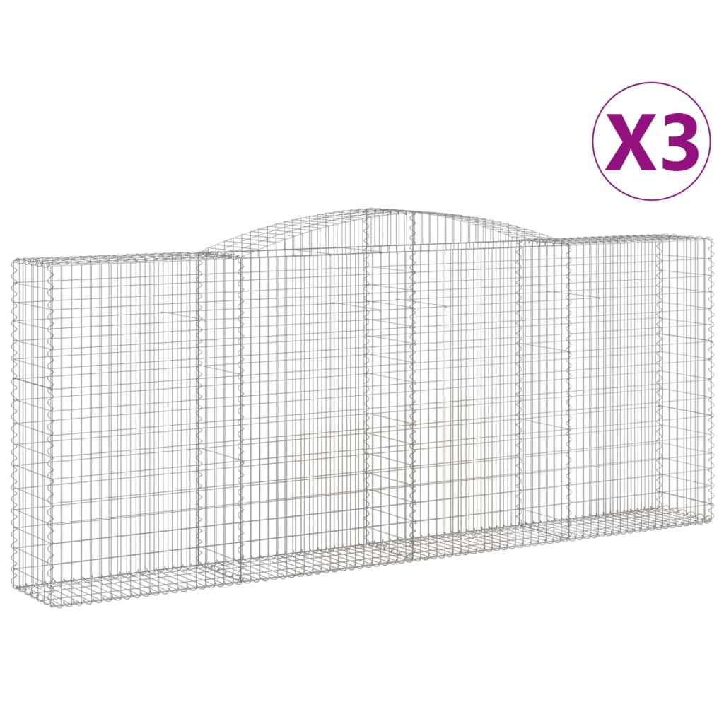 Gabionen Mit Hochbogen 3 Stk. 400X50X160/180Cm Verzinktes Eisen