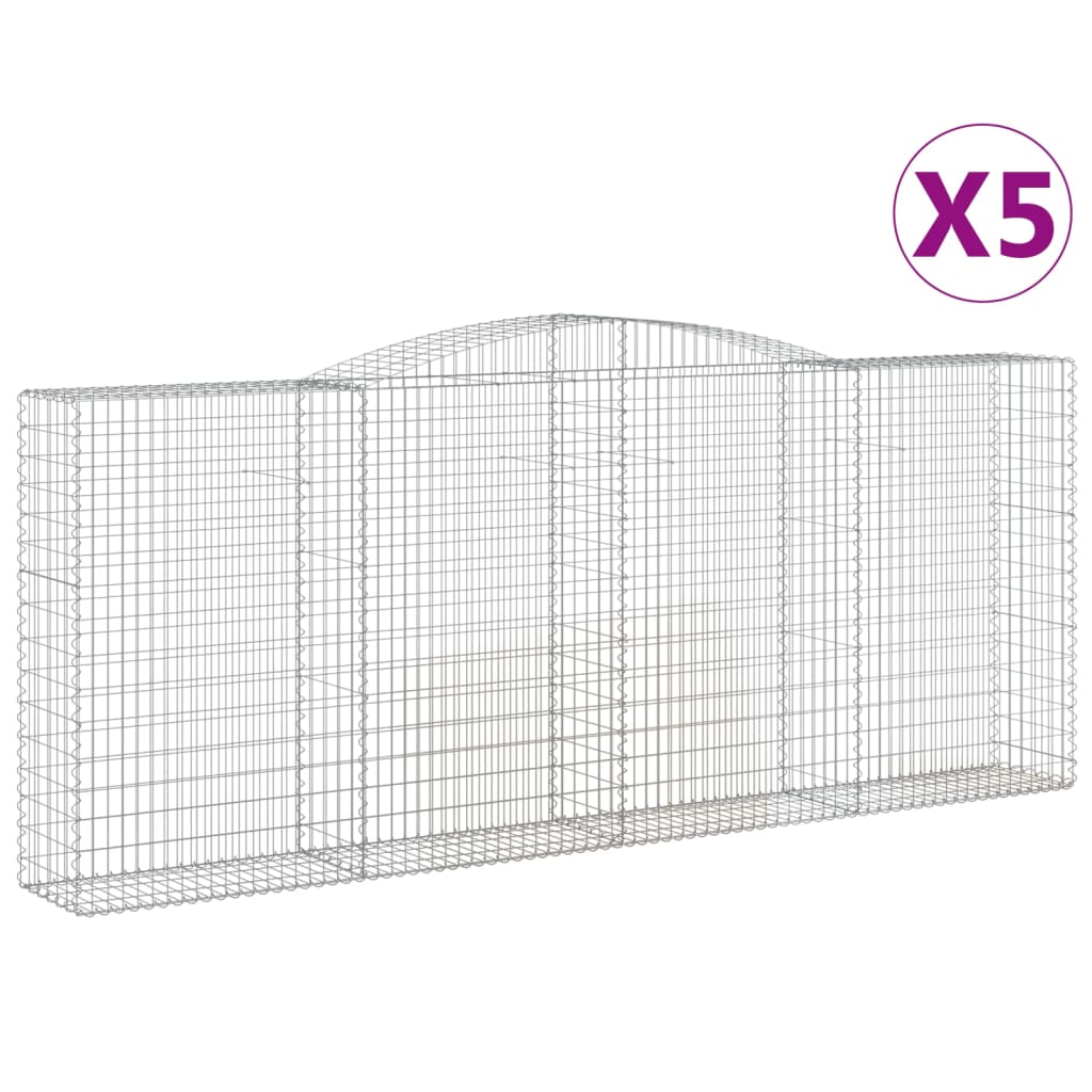 Gabionen Mit Hochbogen 5 Stk. 400X50X160/180Cm Verzinktes Eisen