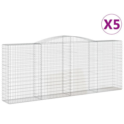 Gabionen Mit Hochbogen 5 Stk. 400X50X160/180Cm Verzinktes Eisen