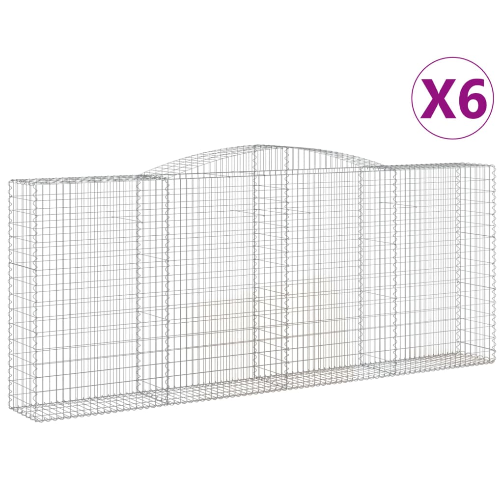 Gabionen Mit Hochbogen 6 Stk. 400X50X160/180Cm Verzinktes Eisen