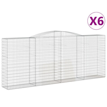 Gabionen Mit Hochbogen 6 Stk. 400X50X160/180Cm Verzinktes Eisen