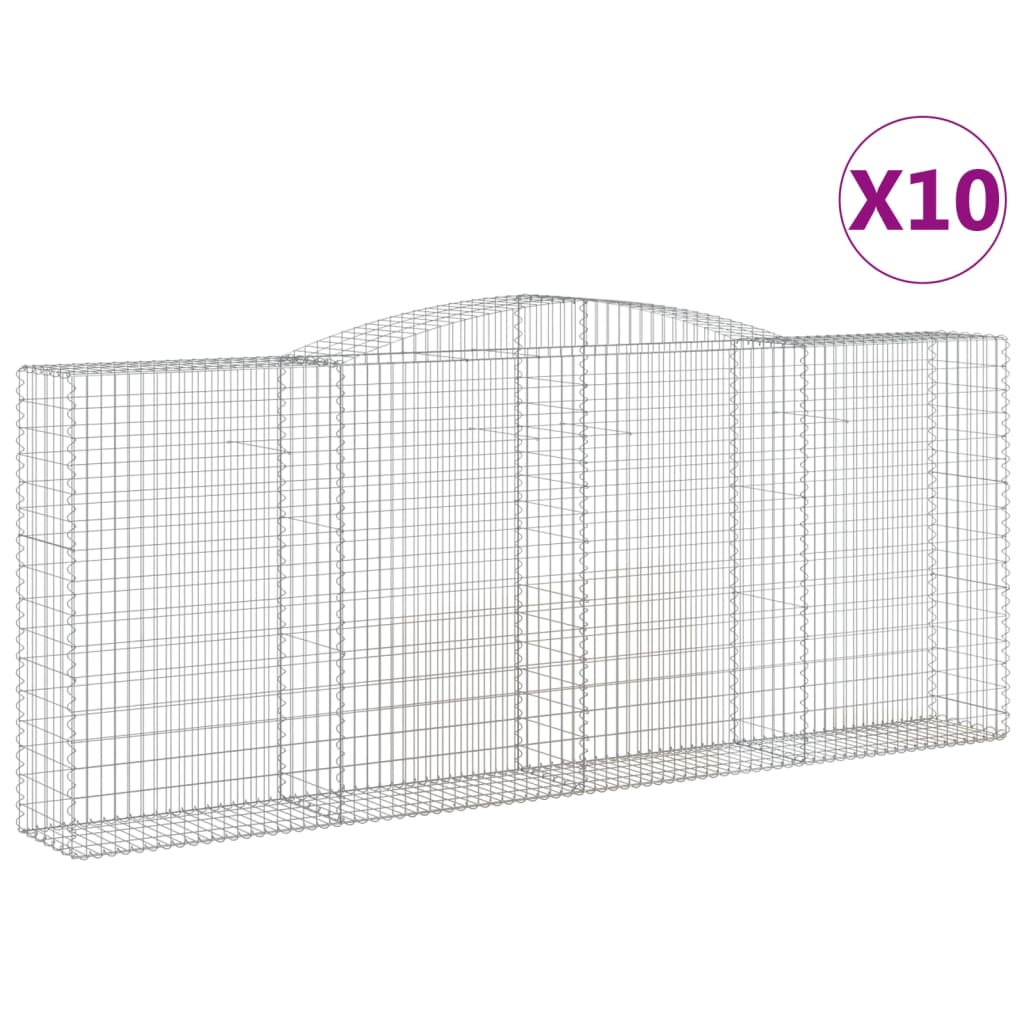 Gabionen Mit Hochbogen 10 Stk 400X50X160/180Cm Verzinktes Eisen