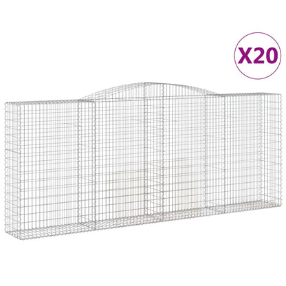 Gabionen Mit Hochbogen 20 Stk 400X50X160/180Cm Verzinktes Eisen