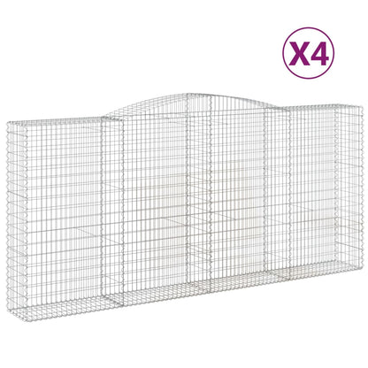 Gabionen Mit Hochbogen 4 Stk. 400X50X180/200Cm Verzinktes Eisen