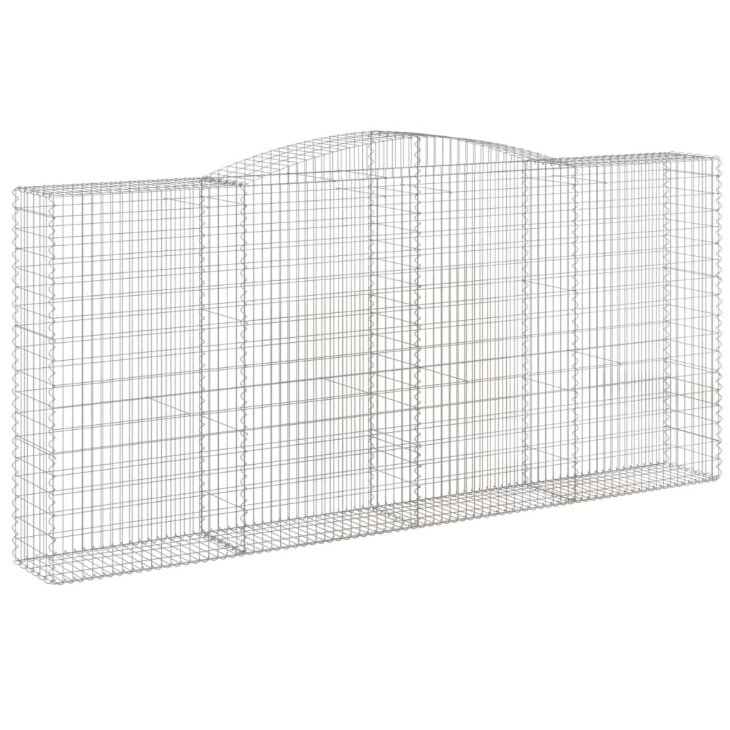 Gabionen Mit Hochbogen 4 Stk. 400X50X180/200Cm Verzinktes Eisen