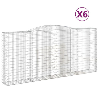 Gabionen Mit Hochbogen 6 Stk. 400X50X180/200Cm Verzinktes Eisen