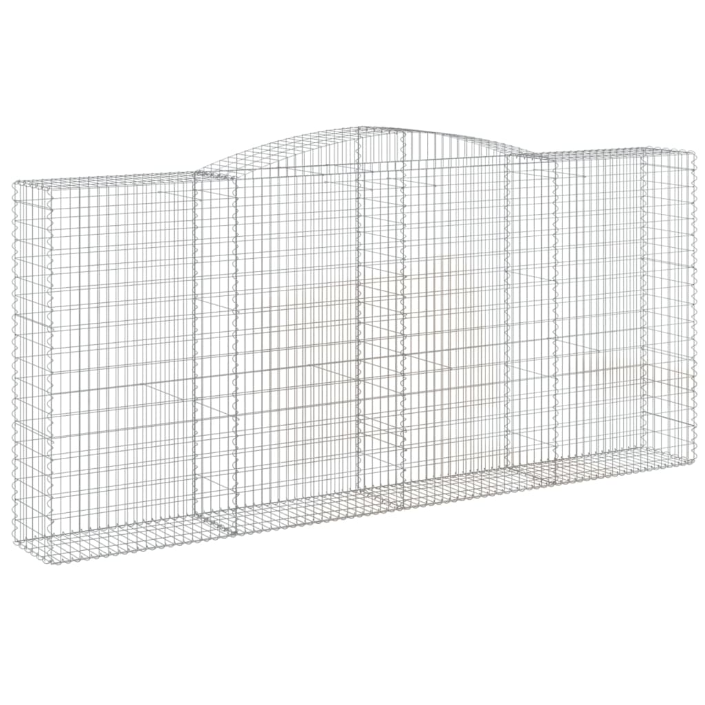 Gabionen Mit Hochbogen 9 Stk. 400X50X180/200Cm Verzinktes Eisen