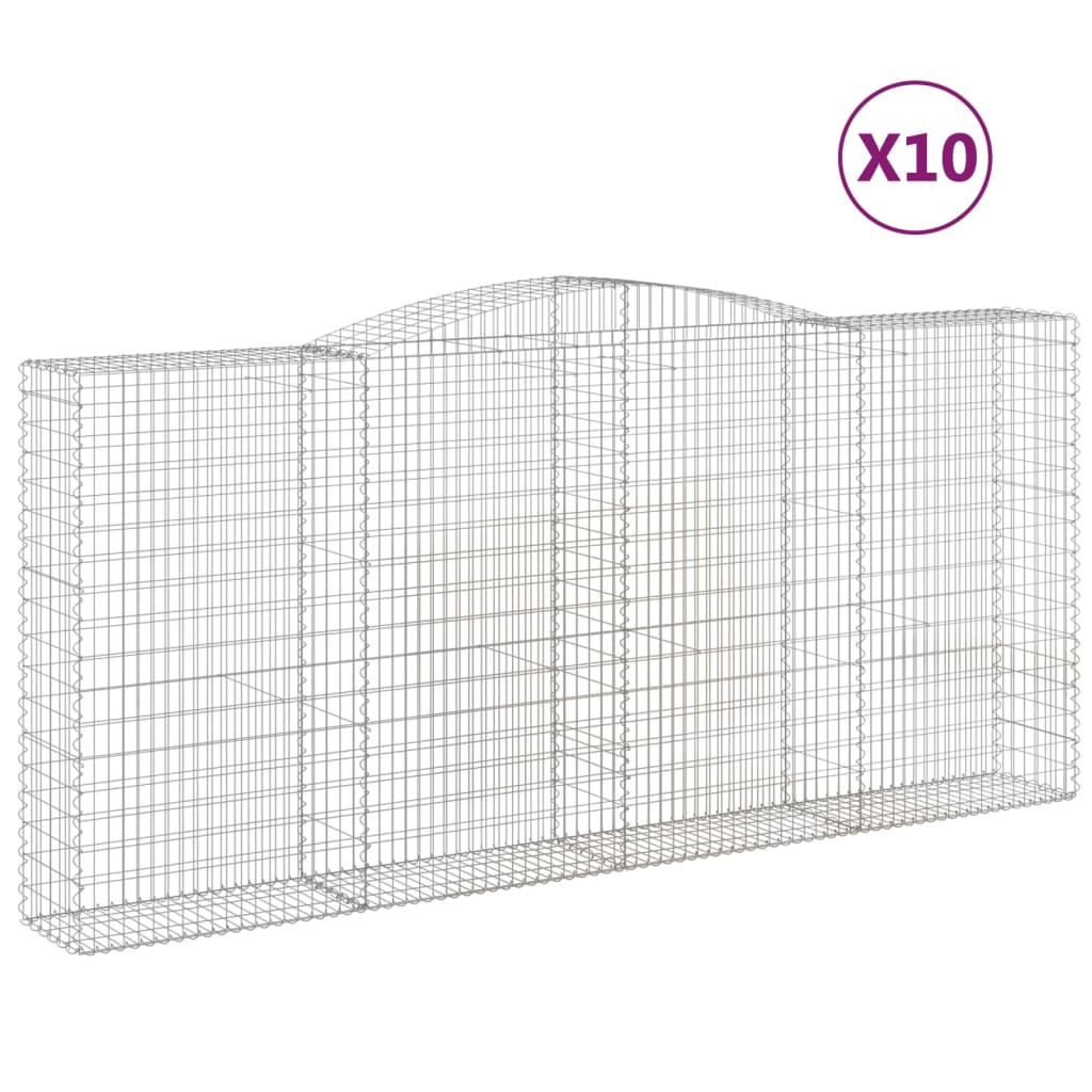 Gabionen Mit Hochbogen 10Stk. 400X50X180/200Cm Verzinktes Eisen