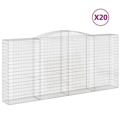 Gabionen Mit Hochbogen 20Stk. 400X50X180/200Cm Verzinktes Eisen
