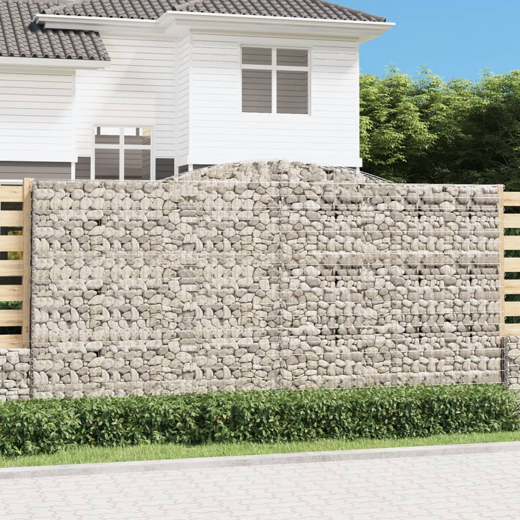 Gabionen Mit Hochbogen 5 Stk. 400X50X200/220Cm Verzinktes Eisen