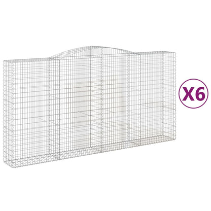 Gabionen Mit Hochbogen 6 Stk. 400X50X200/220Cm Verzinktes Eisen