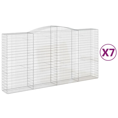 Gabionen Mit Hochbogen 7 Stk. 400X50X200/220Cm Verzinktes Eisen