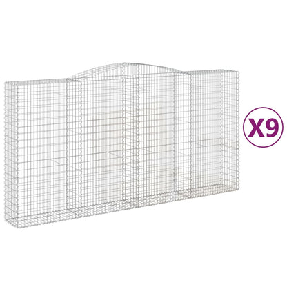 Gabionen Mit Hochbogen 9 Stk. 400X50X200/220Cm Verzinktes Eisen