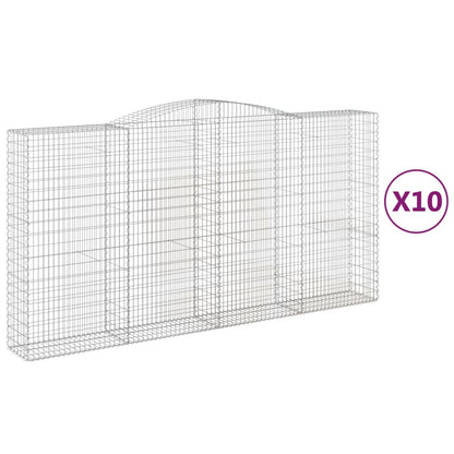 Gabionen Mit Hochbogen 10Stk. 400X50X200/220Cm Verzinktes Eisen