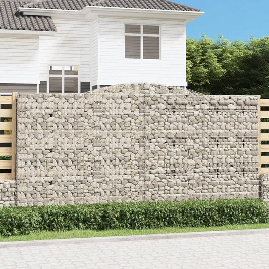Gabionen Mit Hochbogen 10Stk. 400X50X200/220Cm Verzinktes Eisen