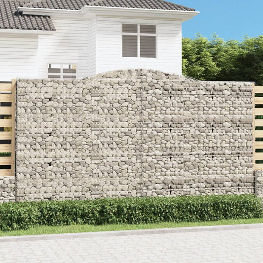 Gabionen Mit Hochbogen 2 Stk. 400X50X220/240Cm Verzinktes Eisen