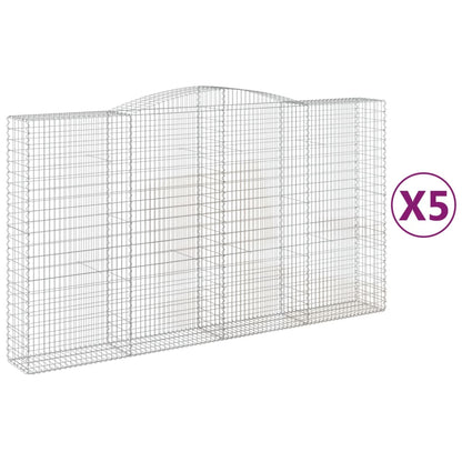 Gabionen Mit Hochbogen 5 Stk. 400X50X220/240Cm Verzinktes Eisen