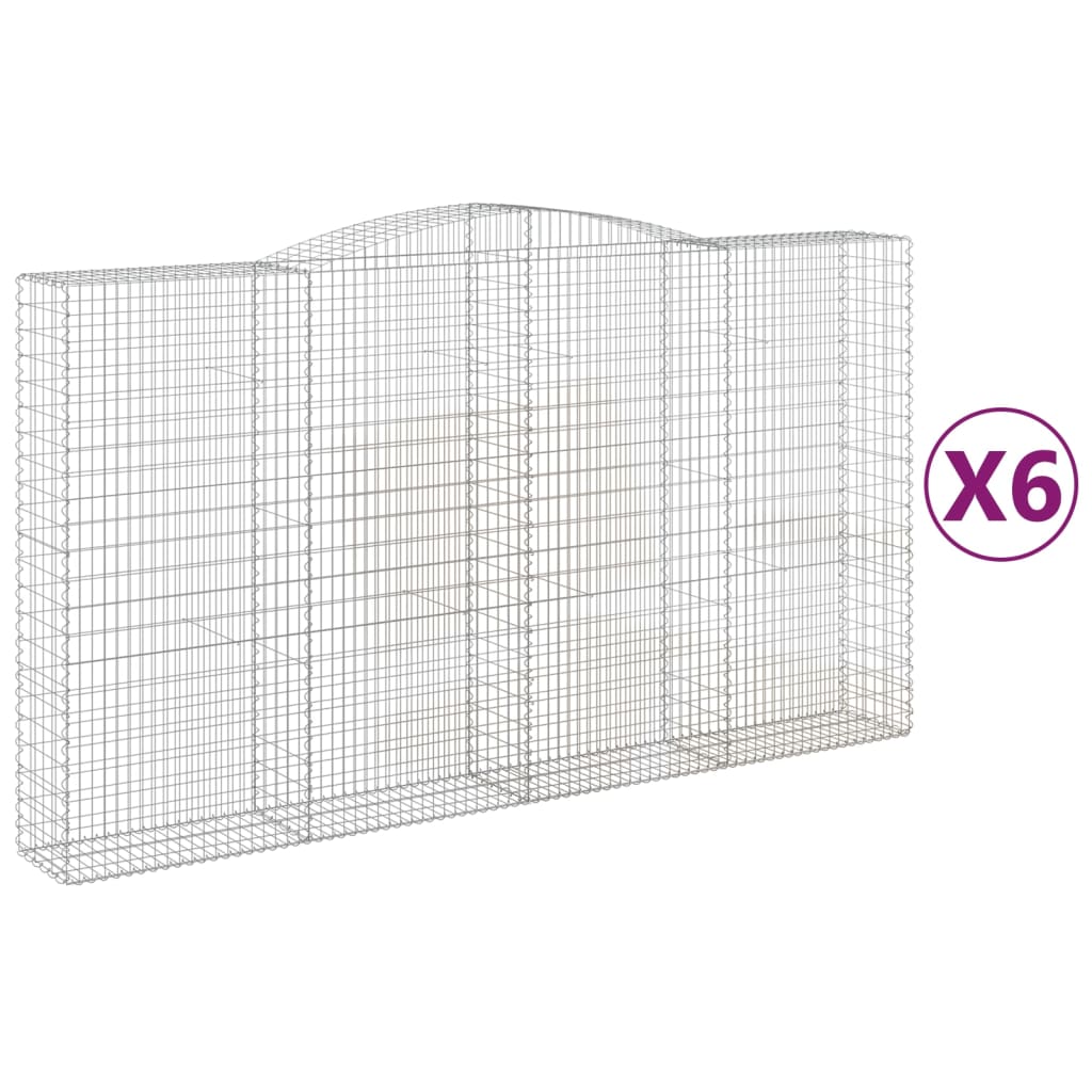 Gabionen Mit Hochbogen 6 Stk. 400X50X220/240Cm Verzinktes Eisen