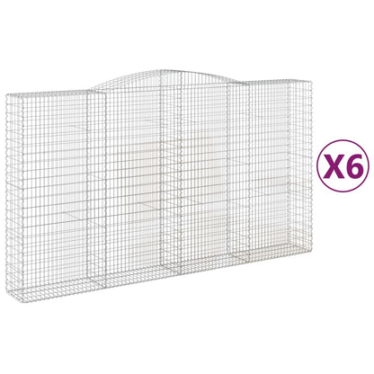 Gabionen Mit Hochbogen 6 Stk. 400X50X220/240Cm Verzinktes Eisen