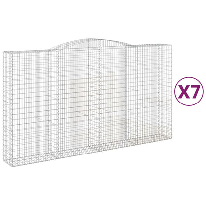Gabionen Mit Hochbogen 7 Stk. 400X50X220/240Cm Verzinktes Eisen