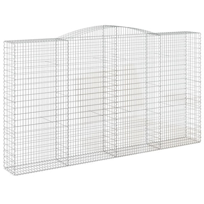 Gabionen Mit Hochbogen 7 Stk. 400X50X220/240Cm Verzinktes Eisen