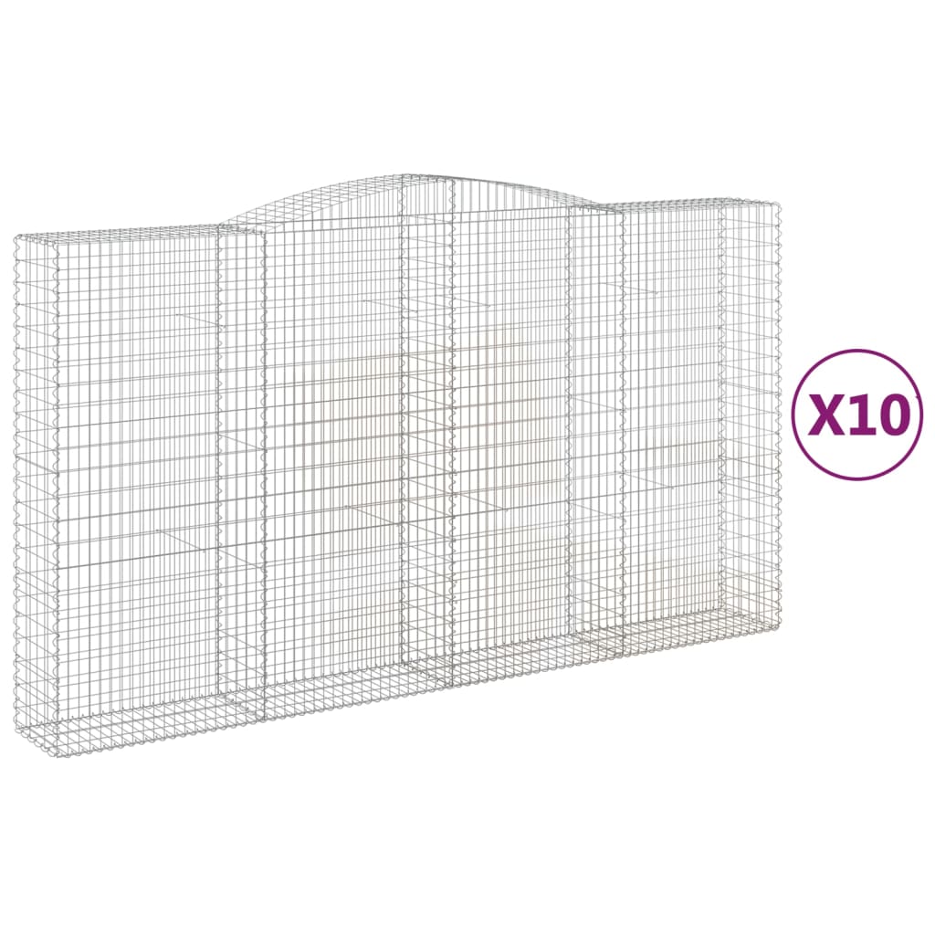 Gabionen Mit Hochbogen 10Stk. 400X50X220/240Cm Verzinktes Eisen