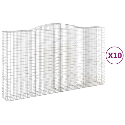 Gabionen Mit Hochbogen 10Stk. 400X50X220/240Cm Verzinktes Eisen