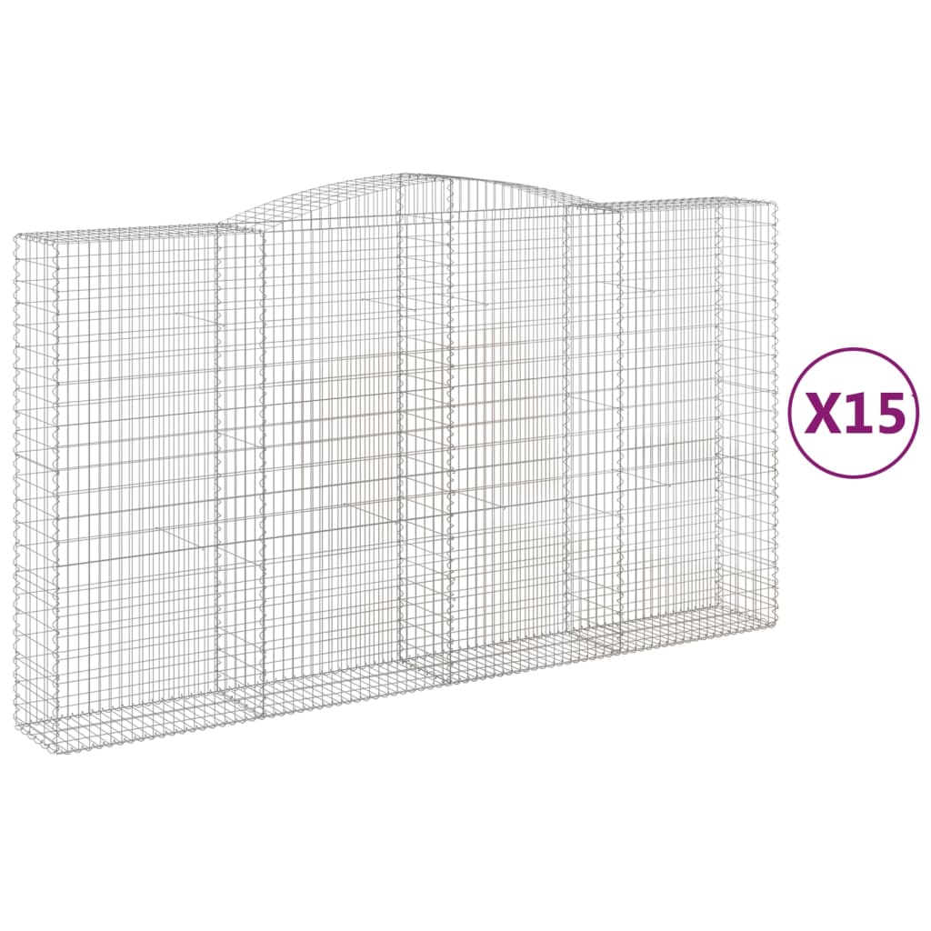 Gabionen Mit Hochbogen 15Stk. 400X50X220/240Cm Verzinktes Eisen