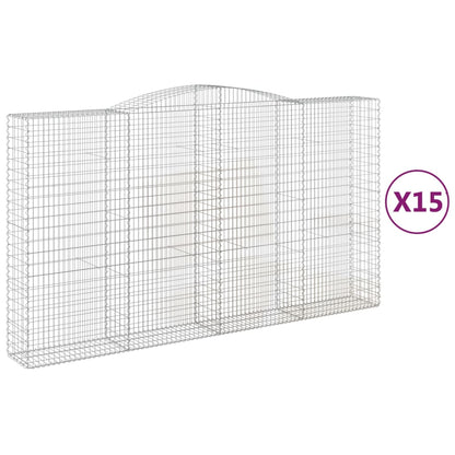 Gabionen Mit Hochbogen 15Stk. 400X50X220/240Cm Verzinktes Eisen