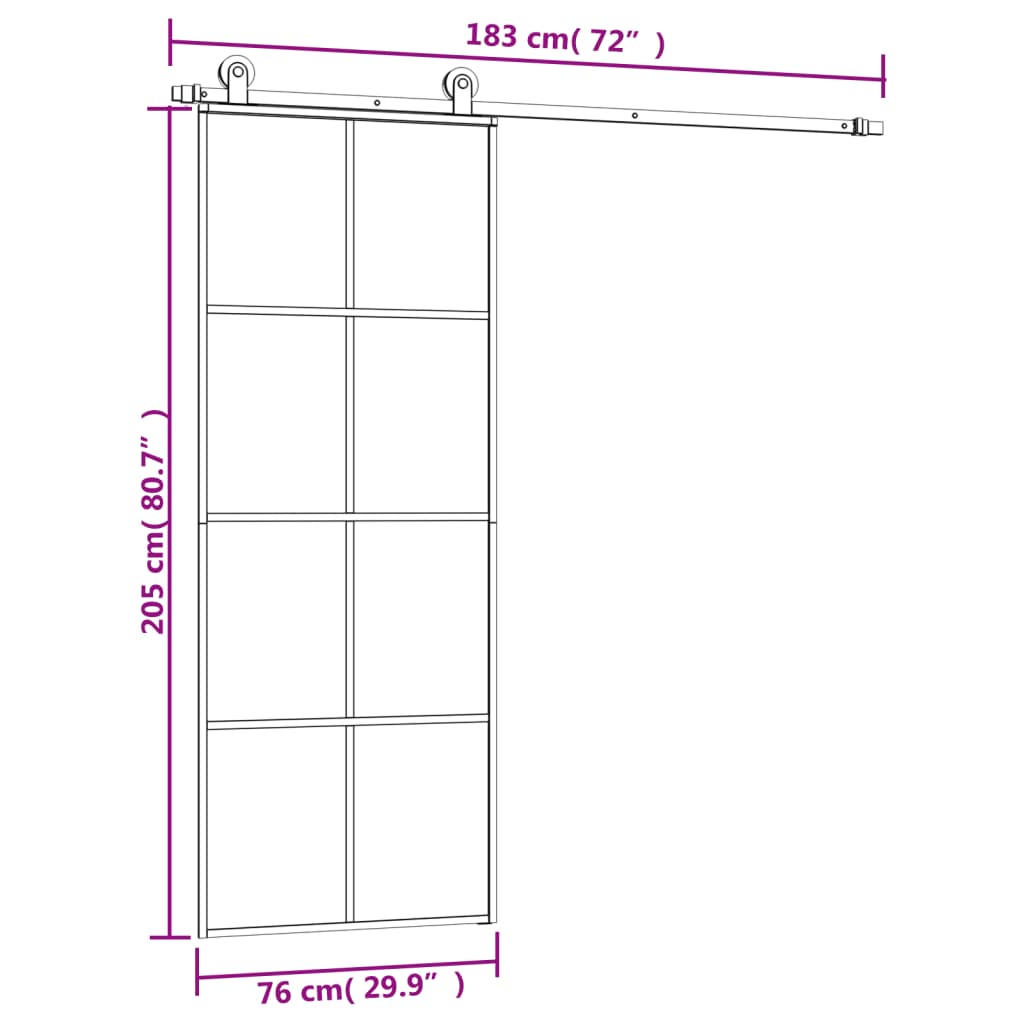 Schiebetür Mit Beschlag Esg-Glas & Aluminium