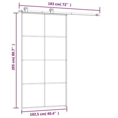 Schiebetür Mit Beschlag 102,5X205 Cm Esg-Glas & Aluminium