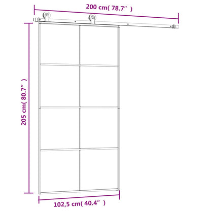 Schiebetür Mit Beschlag 102,5X205 Cm Esg-Glas & Aluminium