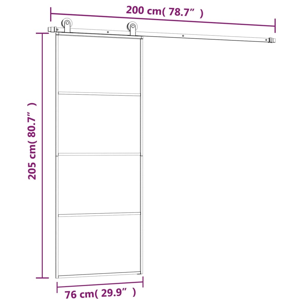Schiebetür Mit Beschlag Esg-Glas & Aluminium