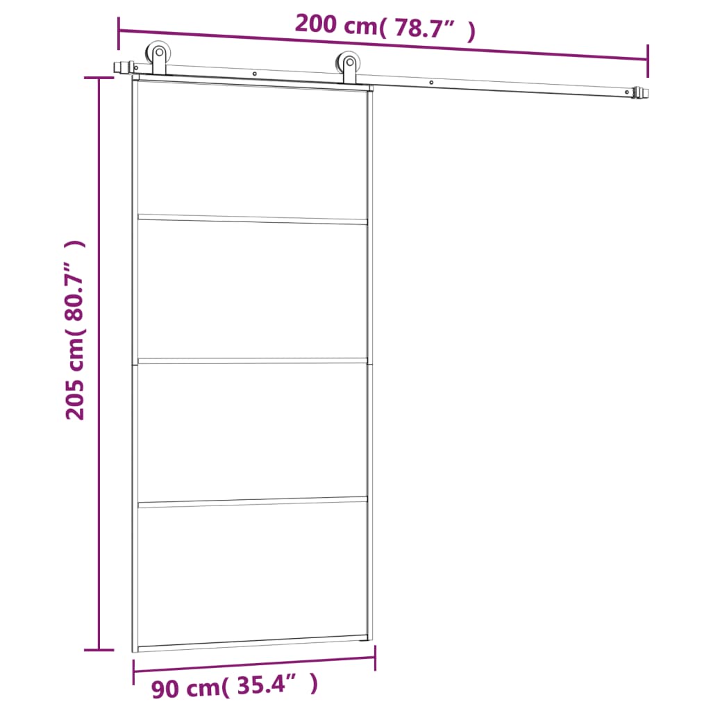 Schiebetür Mit Beschlag Esg-Glas & Aluminium