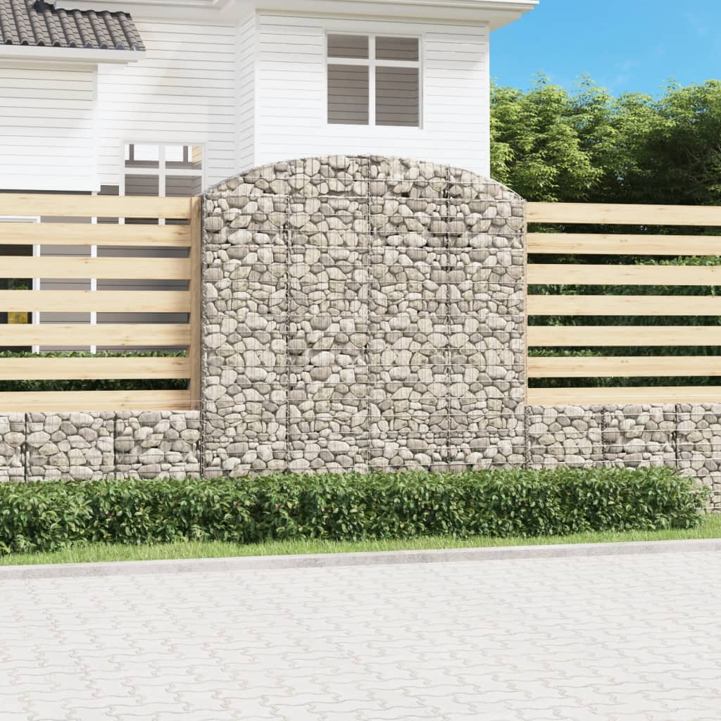 Gabione Mit Hochbogen 200X30X200/220 Cm Verzinktes Eisen