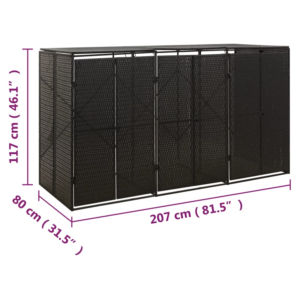 Mülltonnenbox Für 3 Tonnen 207X80X117 Cm Poly Rattan