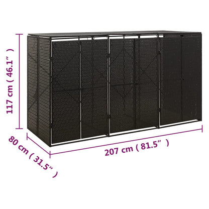 Mülltonnenbox Für 3 Tonnen 207X80X117 Cm Poly Rattan