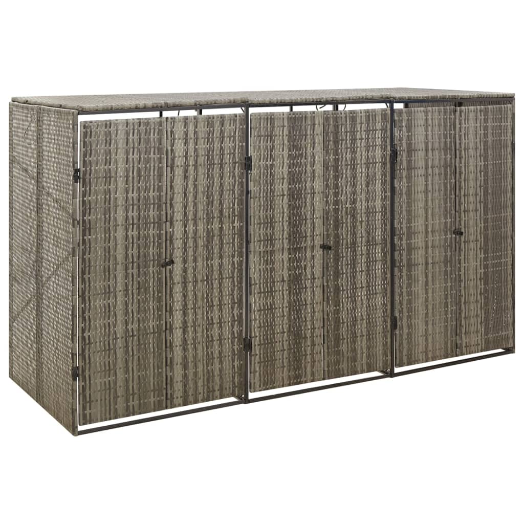 Mülltonnenbox Für 3 Tonnen 207X80X117 Cm Poly Rattan
